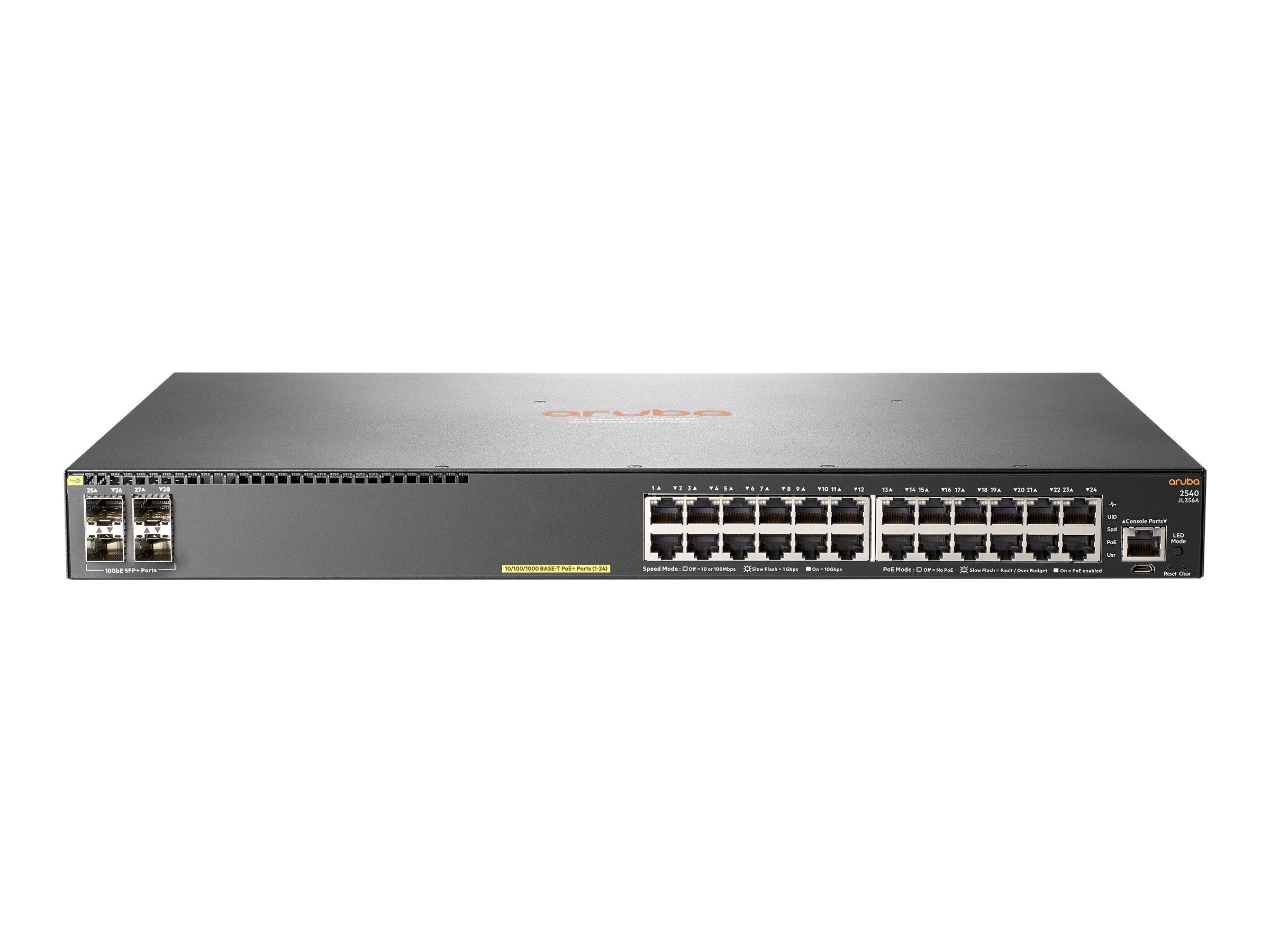HPE Aruba 2540 24G PoE+ 4SFP+ - Switch - managed - 24 x 10/100/1000 (PoE+) - + 4