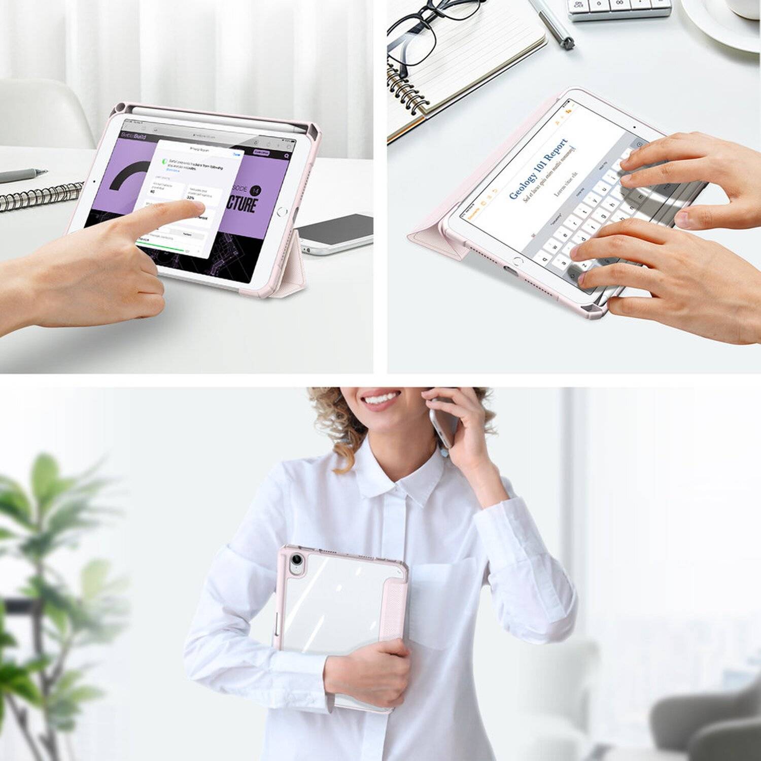 Dux Ducis Toby Eco-Leather Tablet-Ledertasche für Samsung Galaxy Tab A7 Lite (T220) mit Smart-Sleep Funktion Rosa