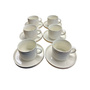 12-Teiliges Kaffeeset aus Porzellan mit Untertassen Kaffeebecher Tasse mit Silber Umrandung Kaffeetasse