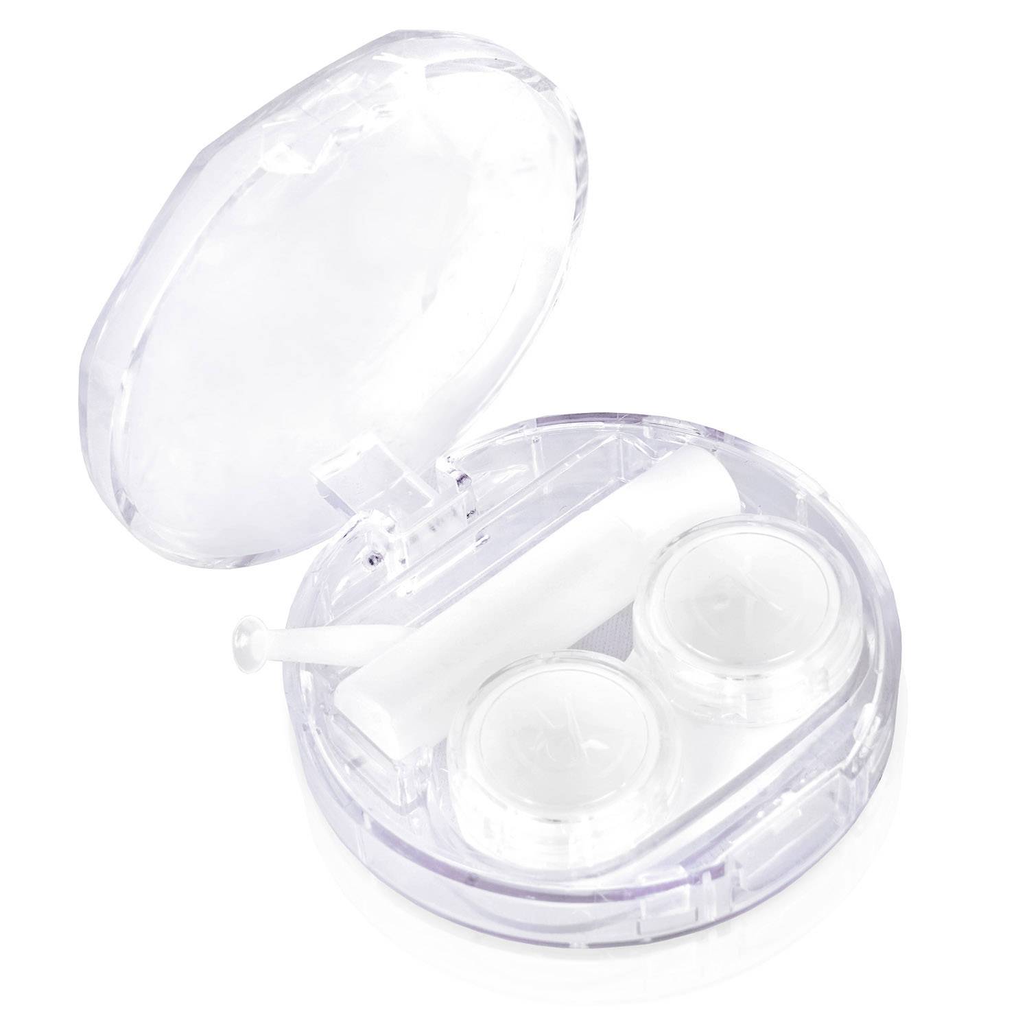 JB White Reiseetui / Box / Case für Kontaktlinsen mit Kontaktlinsenbehälter, Linsensauger und Flasche, transparent