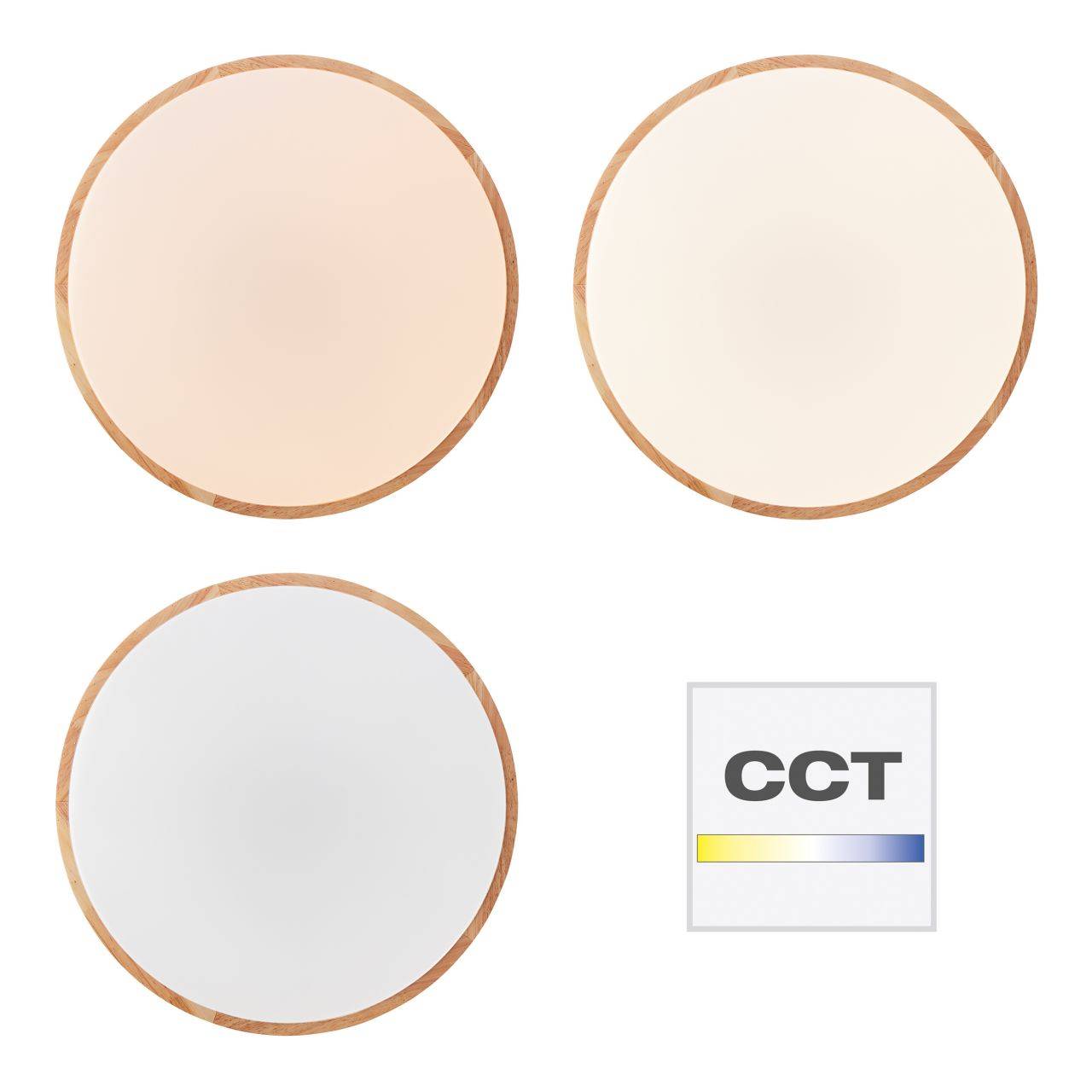 BRILLIANT Slimline LED Wand- und Deckenleuchte 49cm holz hell/weiß Innenleuchten | 1x 60W LED integriert, 4800lm, 3000-6000K | Stufenlos dimmbar