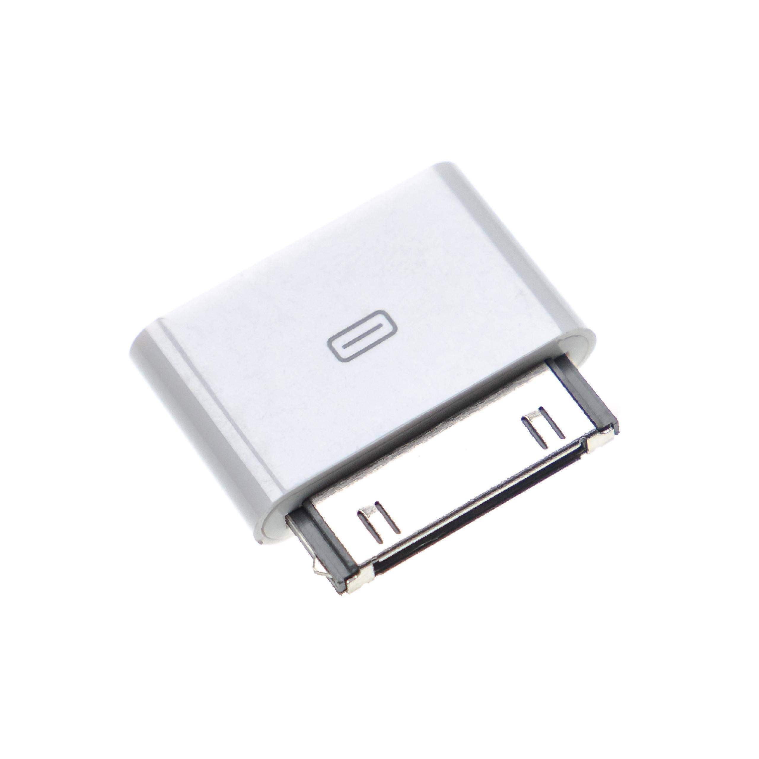 vhbw Adapter kompatibel mit Apple iPod 10GB, 15GB, 20GB Musikabspieler, Handy, Smartphone - Kabeladapter von Micro-USB auf 30-Pin Konnektor, Weiß