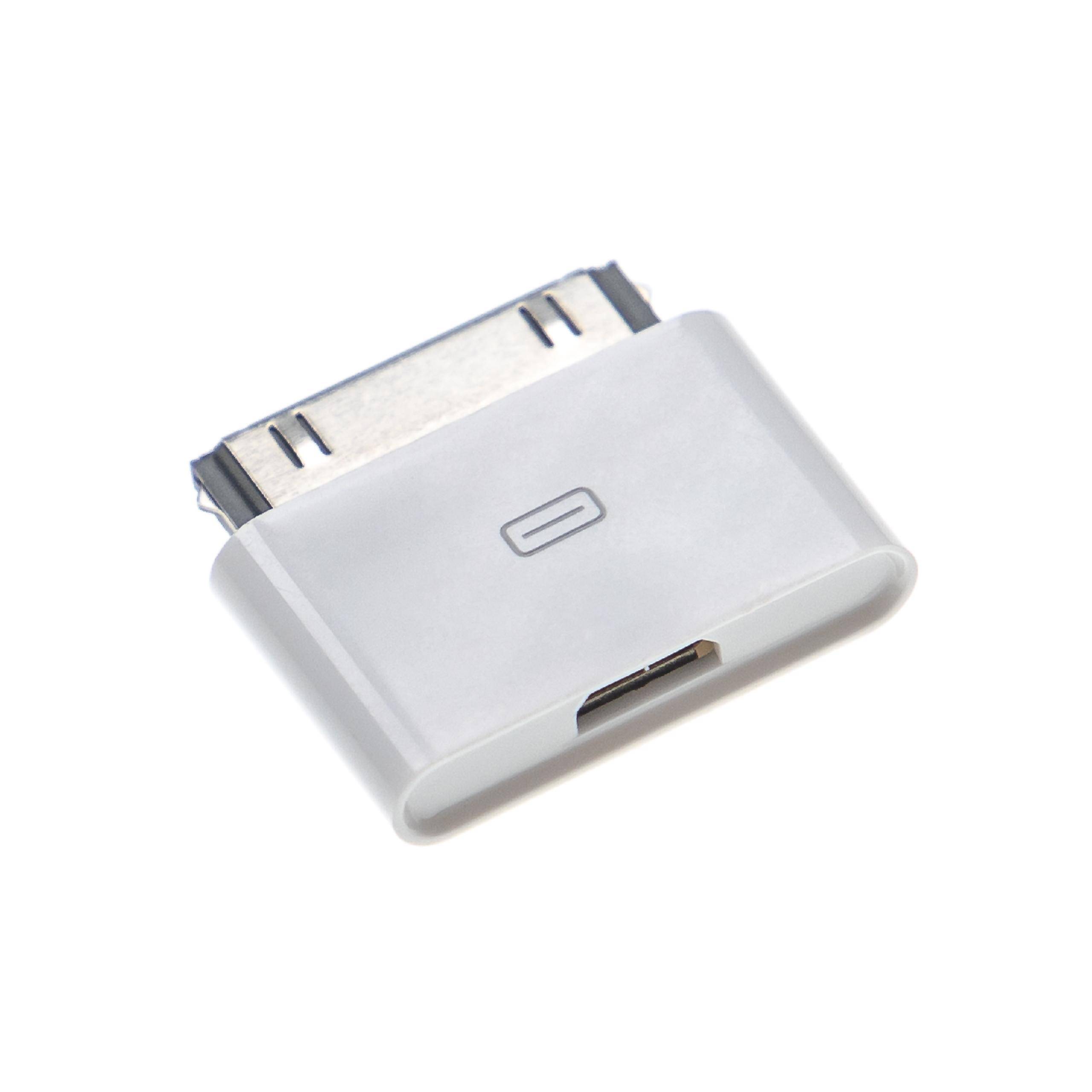 vhbw Adapter kompatibel mit Apple iPod 10GB, 15GB, 20GB Musikabspieler, Handy, Smartphone - Kabeladapter von Micro-USB auf 30-Pin Konnektor, Weiß