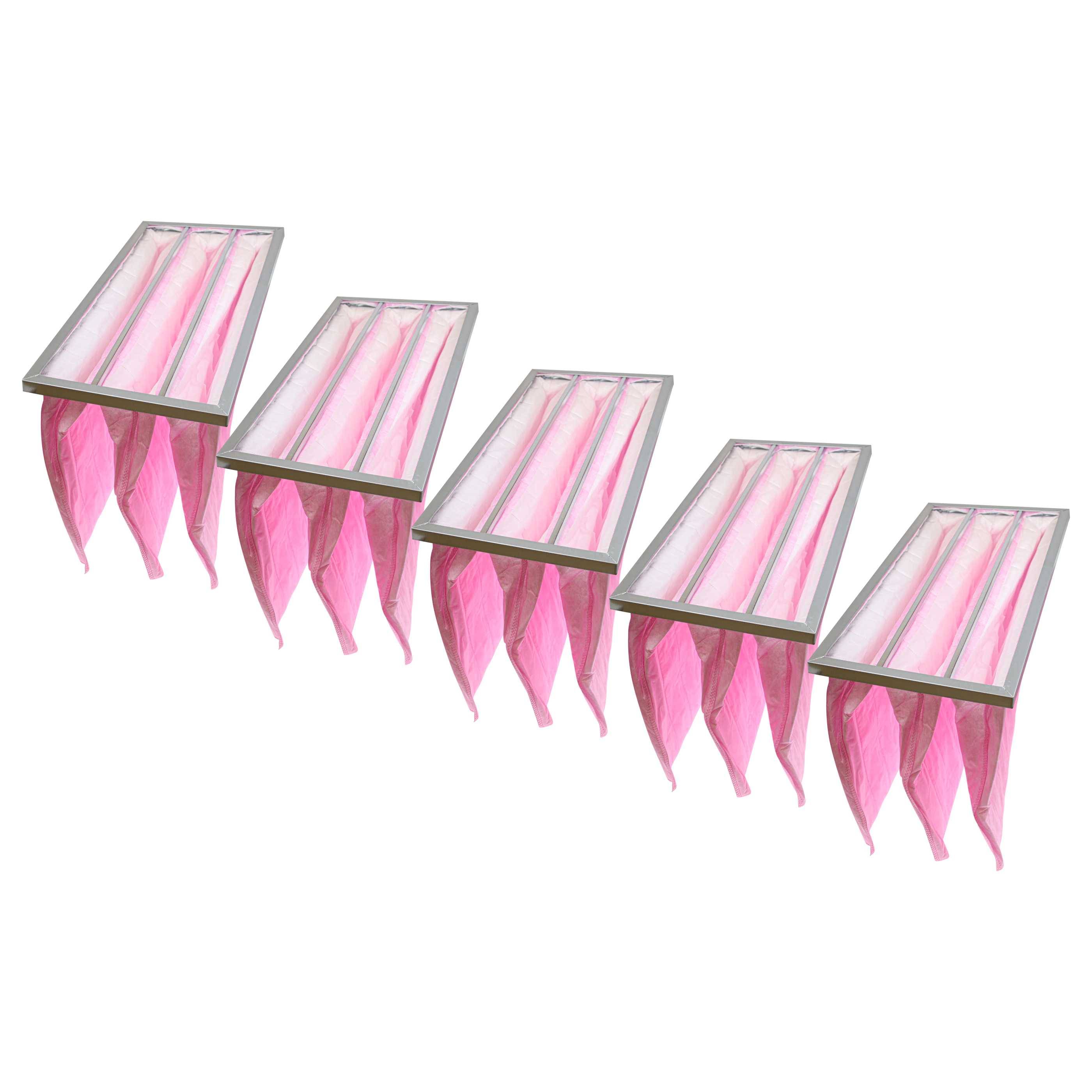 vhbw 5x Taschenfilter für Klima- und Lüftungsanlagen - Filter F7, 28,7 x 59,2 x 36 cm Rosa