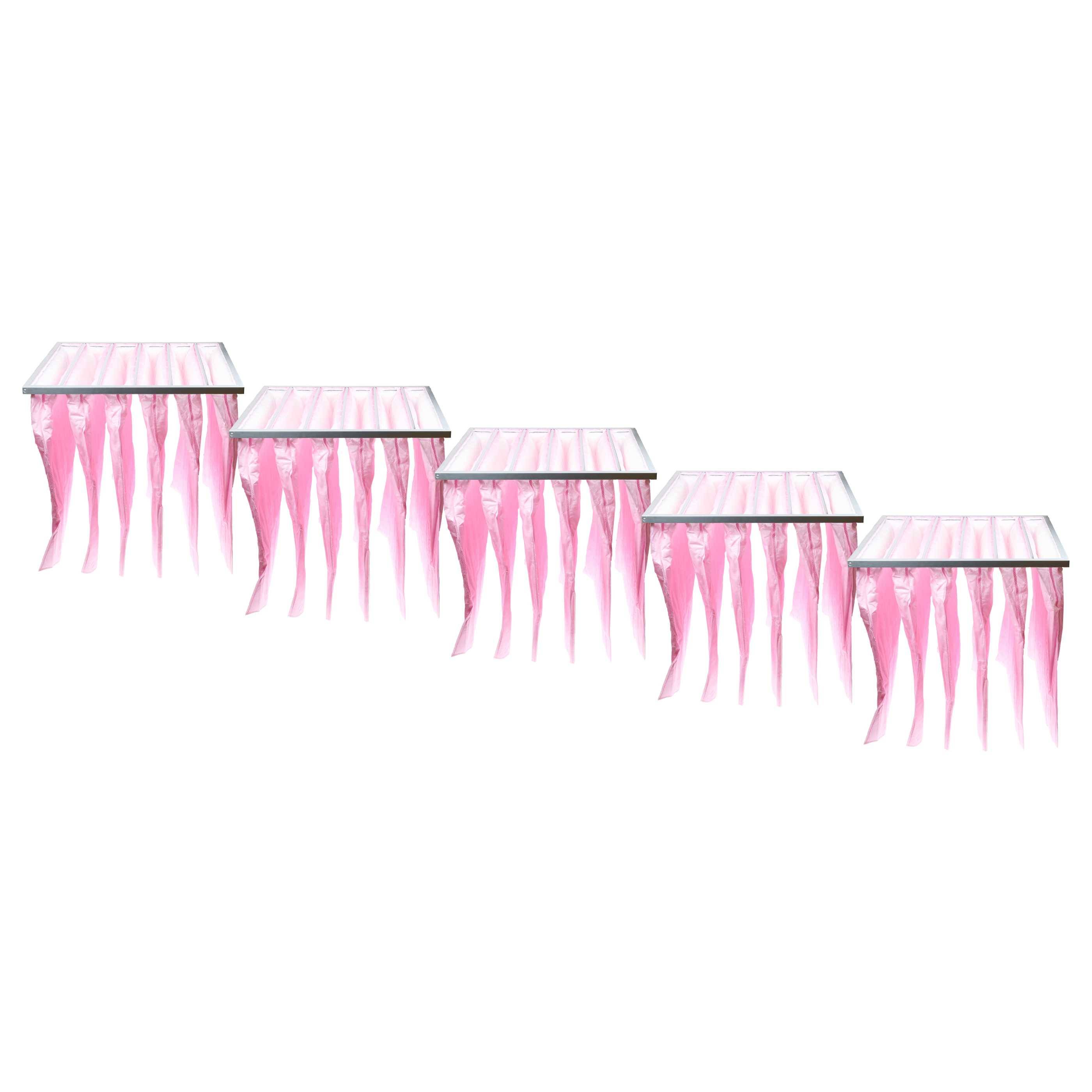 vhbw 5x Taschenfilter für Klima- und Lüftungsanlagen - Filter F7, 59,2 x 59,2 x 60 cm, Rosa