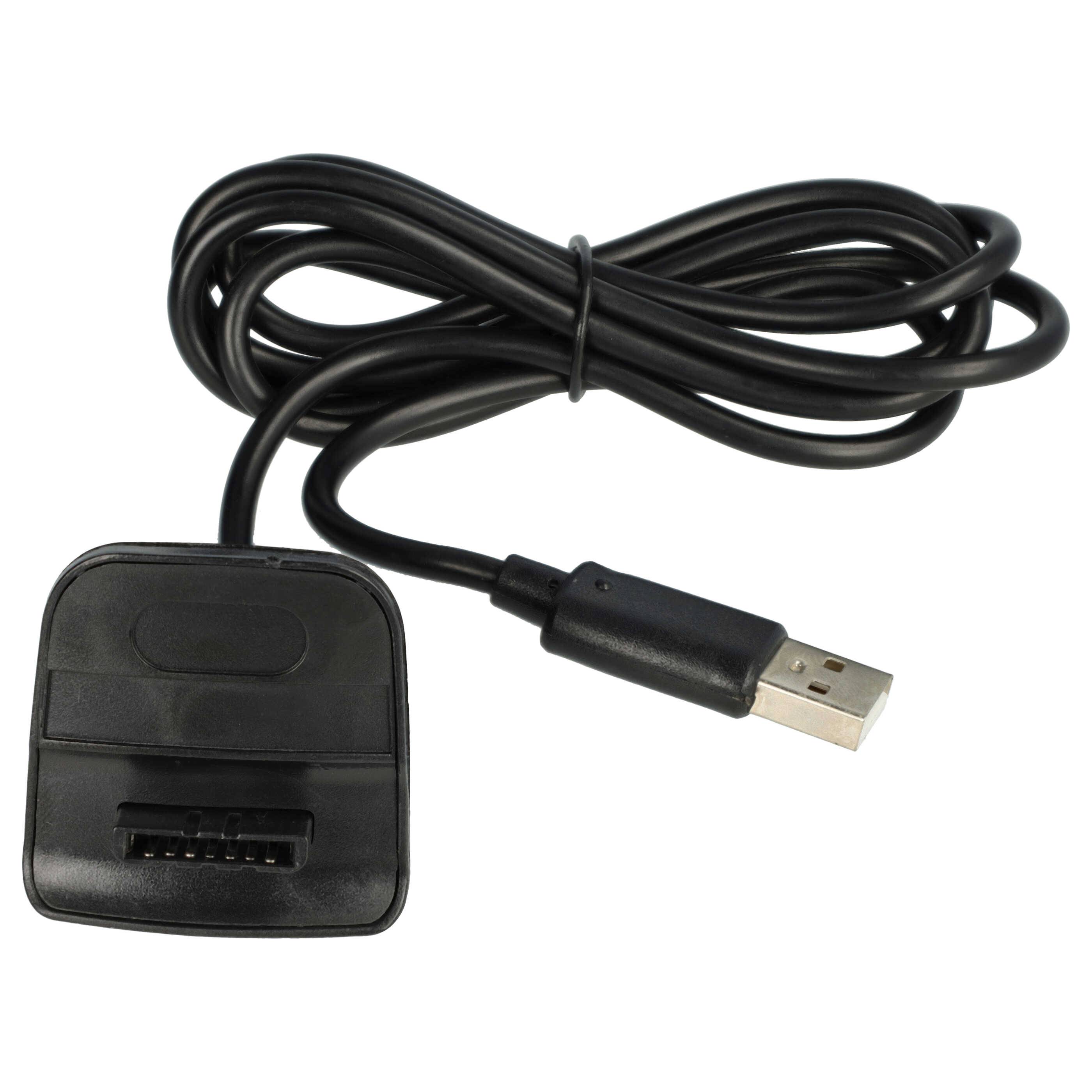 vhbw Play & Charge Kit kompatibel mit Microsoft Xbox 360 Controller - 1x Ladegerät, 1x Ladekabel, 2x Akku, Schwarz