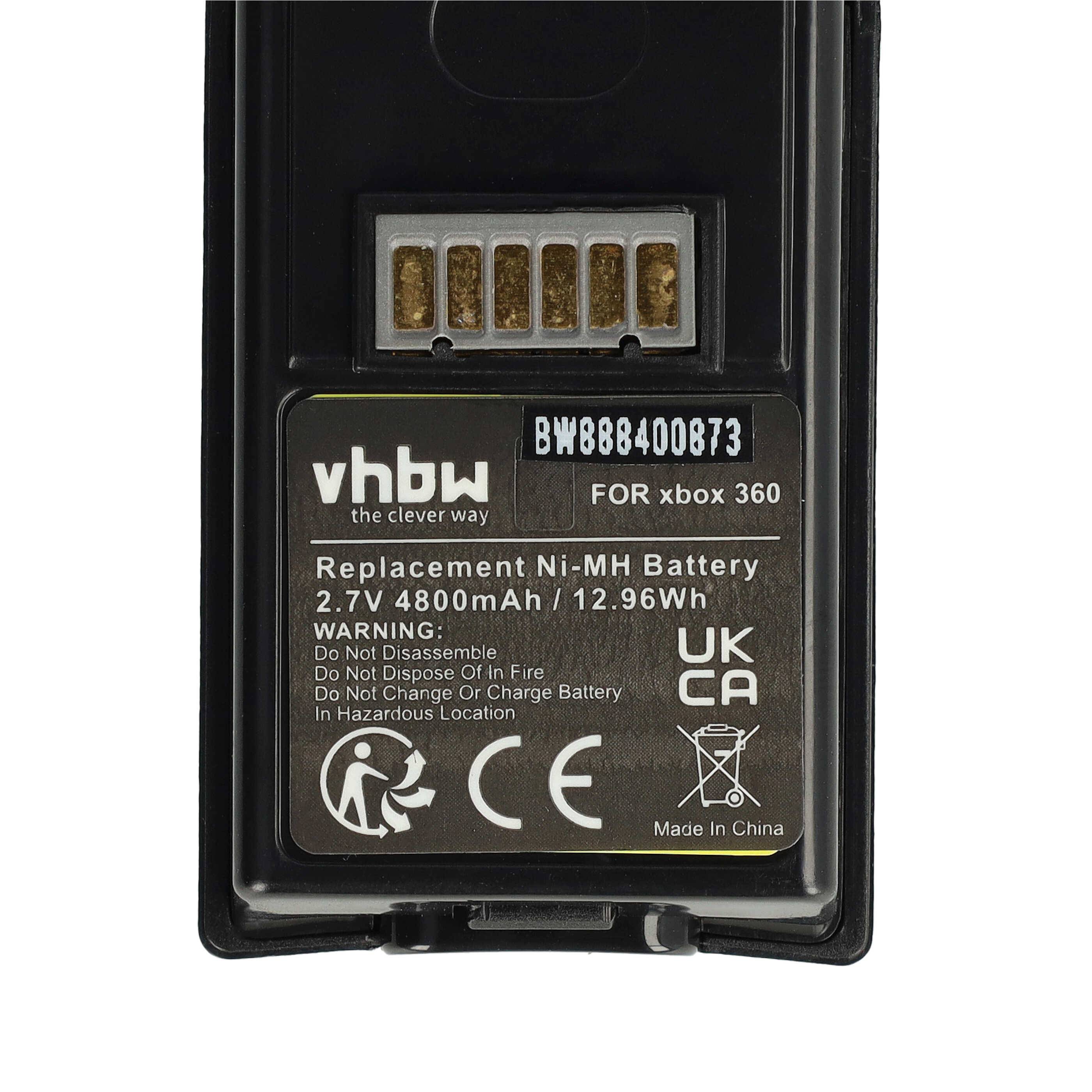 vhbw Play & Charge Kit kompatibel mit Microsoft Xbox 360 Controller - 1x Ladegerät, 1x Ladekabel, 2x Akku, Schwarz