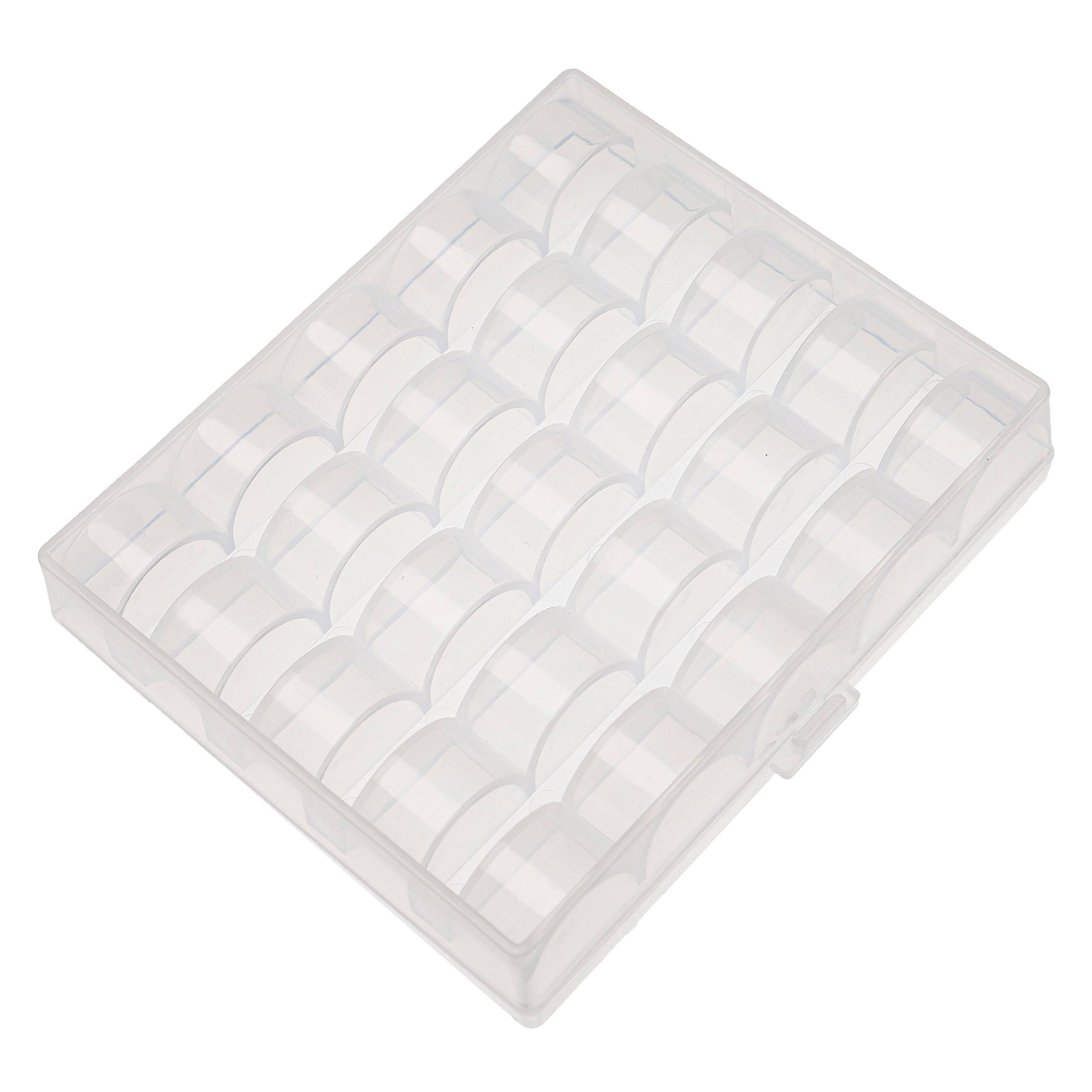 vhbw Aufbewahrungs-Box kompatibel mit Janome 552, 535, 415, 393, 423S, 419S, 532, 446, 444, 436, 4612, 3822 Nähmaschinen-Spulen - Leer