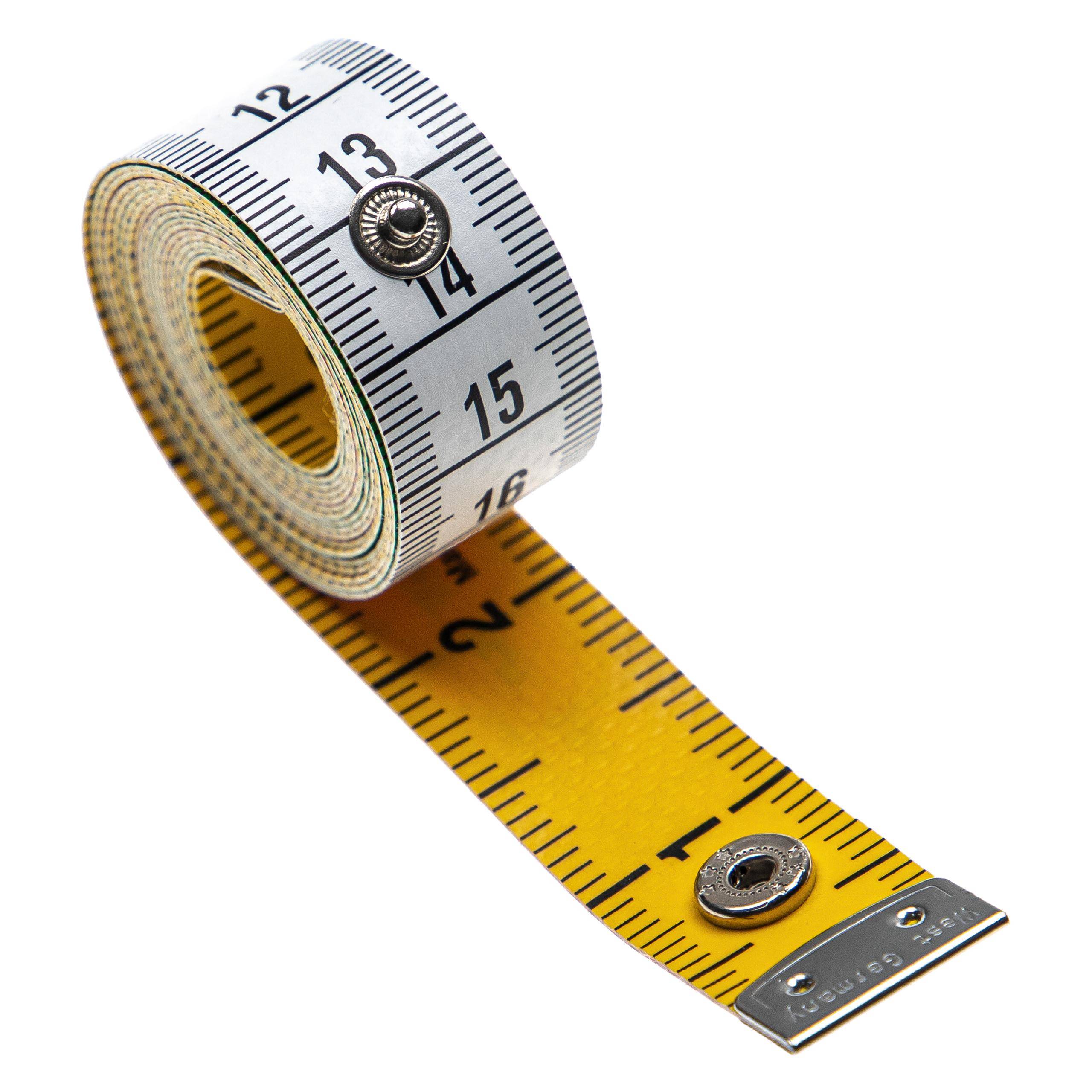 vhbw Schneidermaßband mit Druckknopf - Metermaß, 150 cm, 4-farbig, cm + inch Skala, flexibel