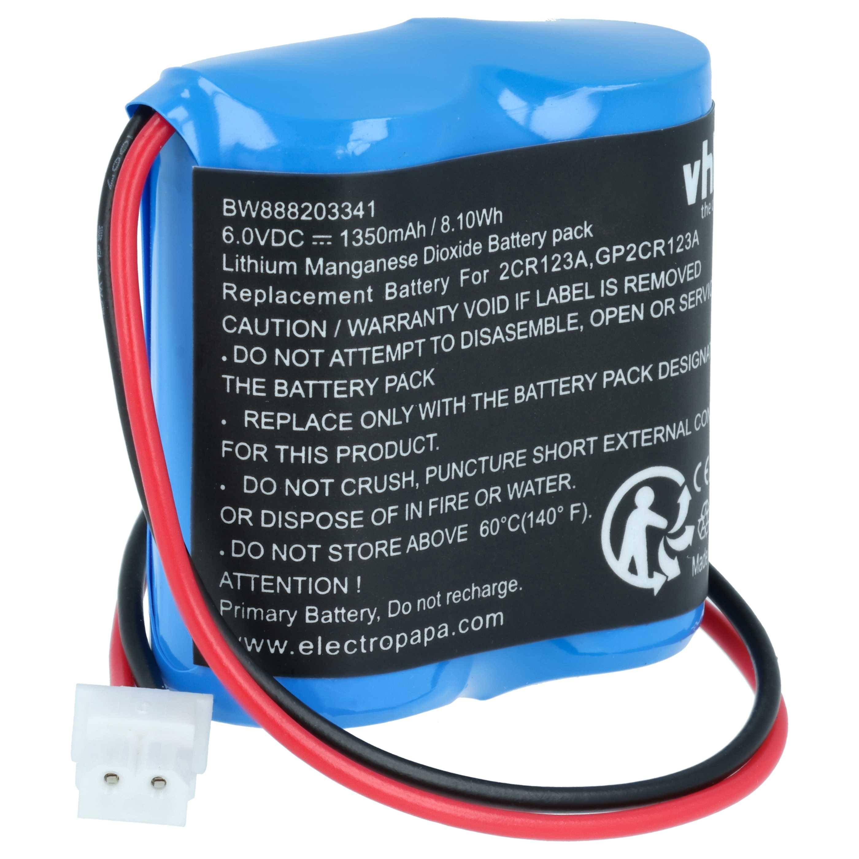 vhbw Batterie kompatibel mit Visonic Next CAM PG2 | K9 PG2 wide angle, PGS Bewegungsmelder (1350 mAh, 6 V, Li-MnO2)