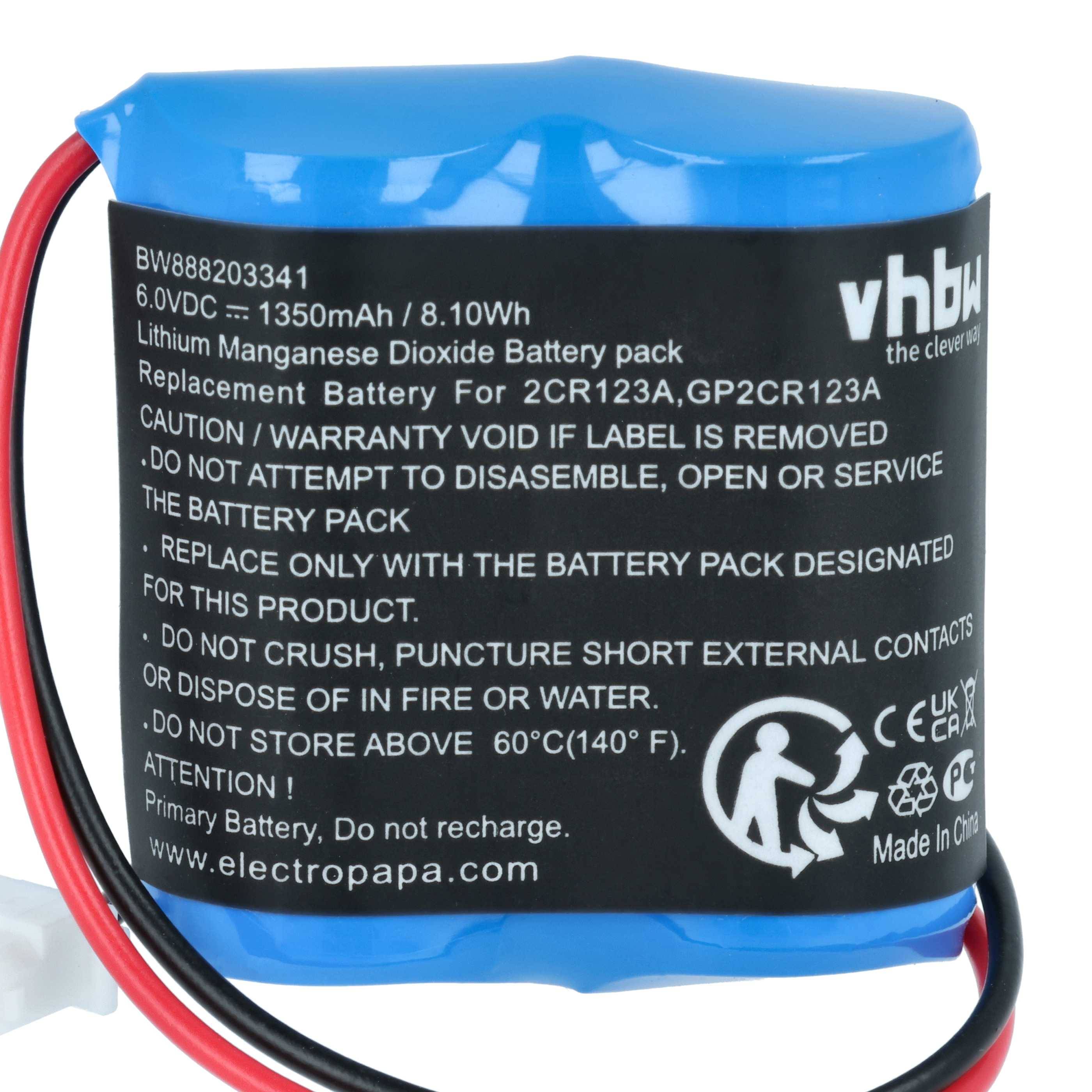 vhbw Batterie kompatibel mit Visonic Next CAM PG2 | K9 PG2 wide angle, PGS Bewegungsmelder (1350 mAh, 6 V, Li-MnO2)