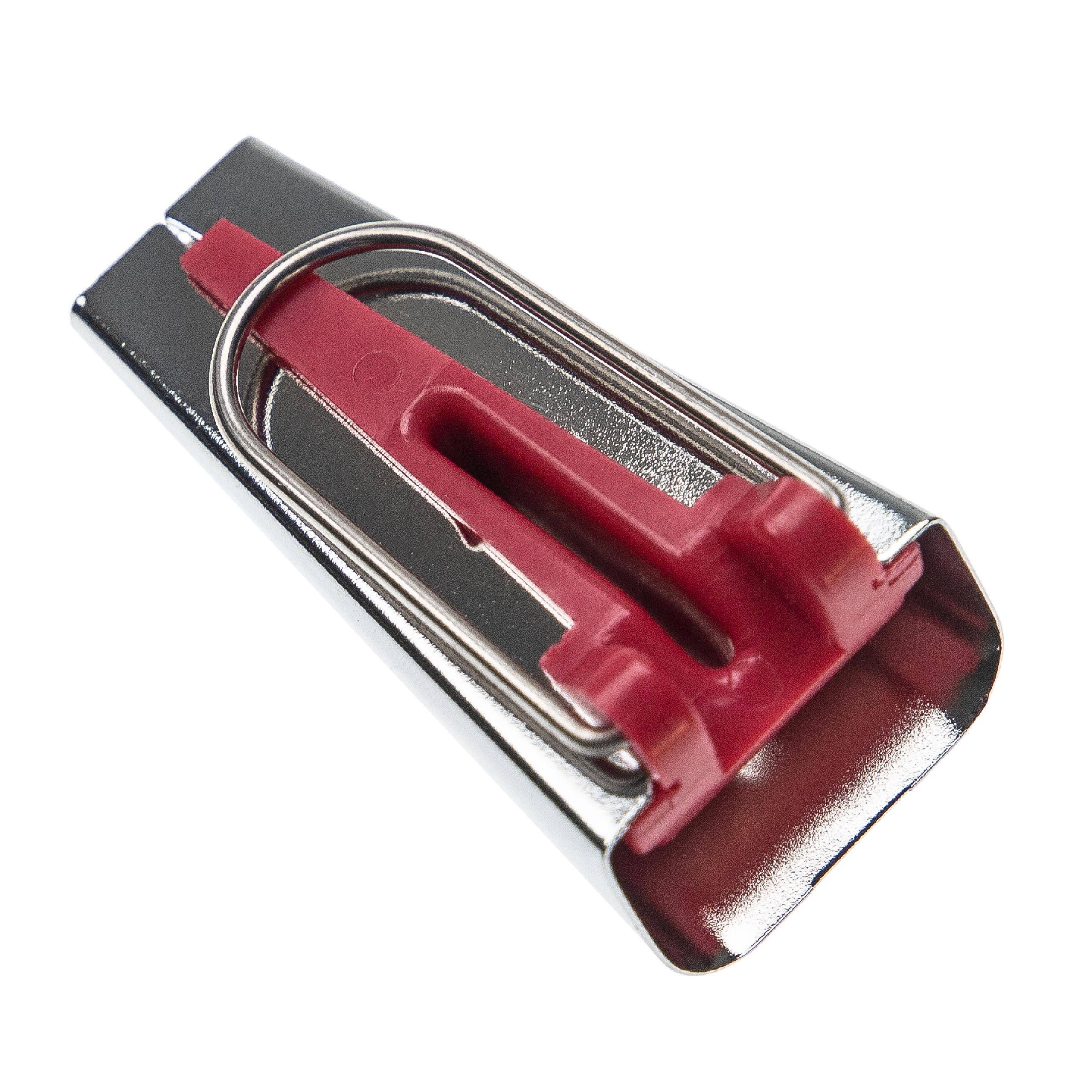 vhbw Schrägbandformer 18 mm für Nähen, Quilten - Bias Tape Maker, Edelstahl / Kunststoff, Rot, Silber