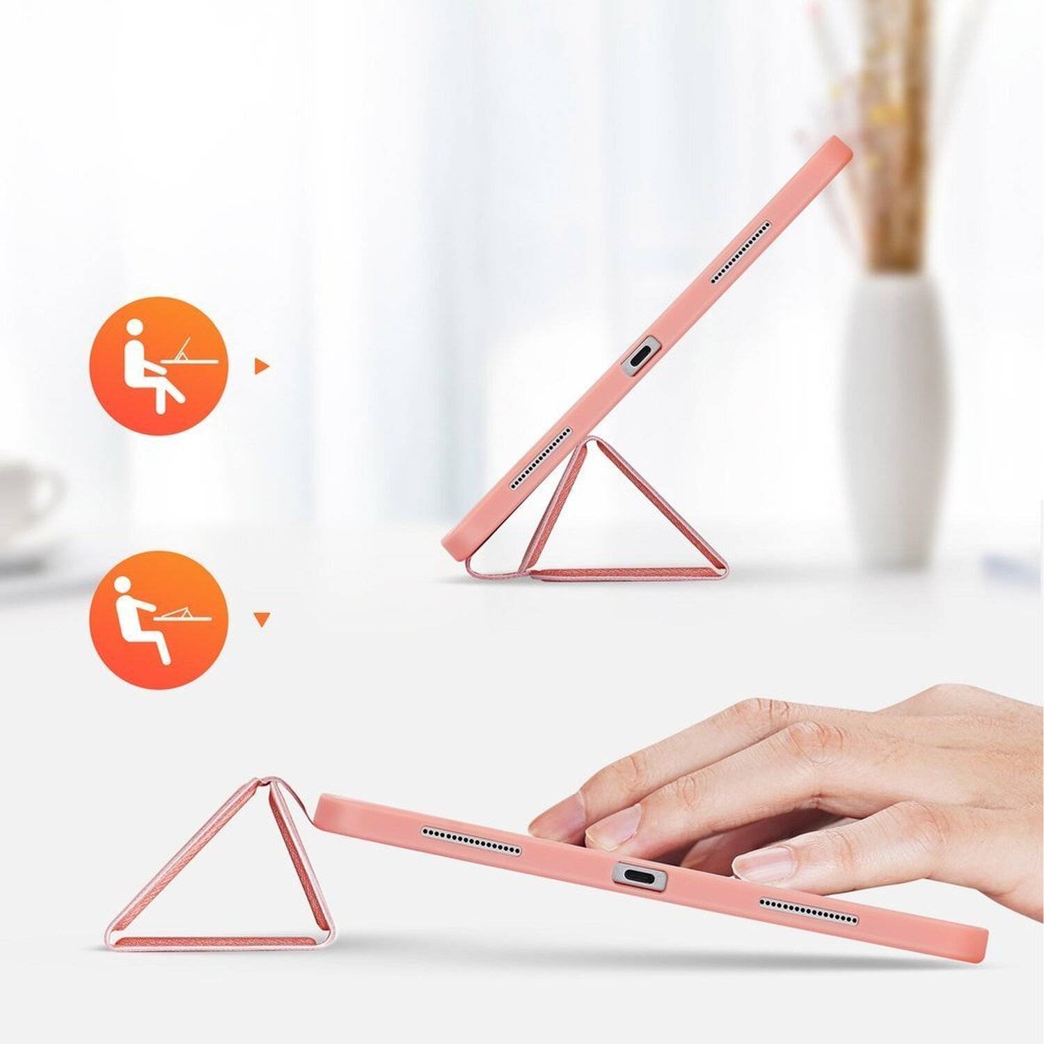 Dux Ducis Tablethülle mit Smart Sleep Standfunktion für Apple iPad 12.9" ( 2020 ) / Apple iPad 12.9" (2018) Rose