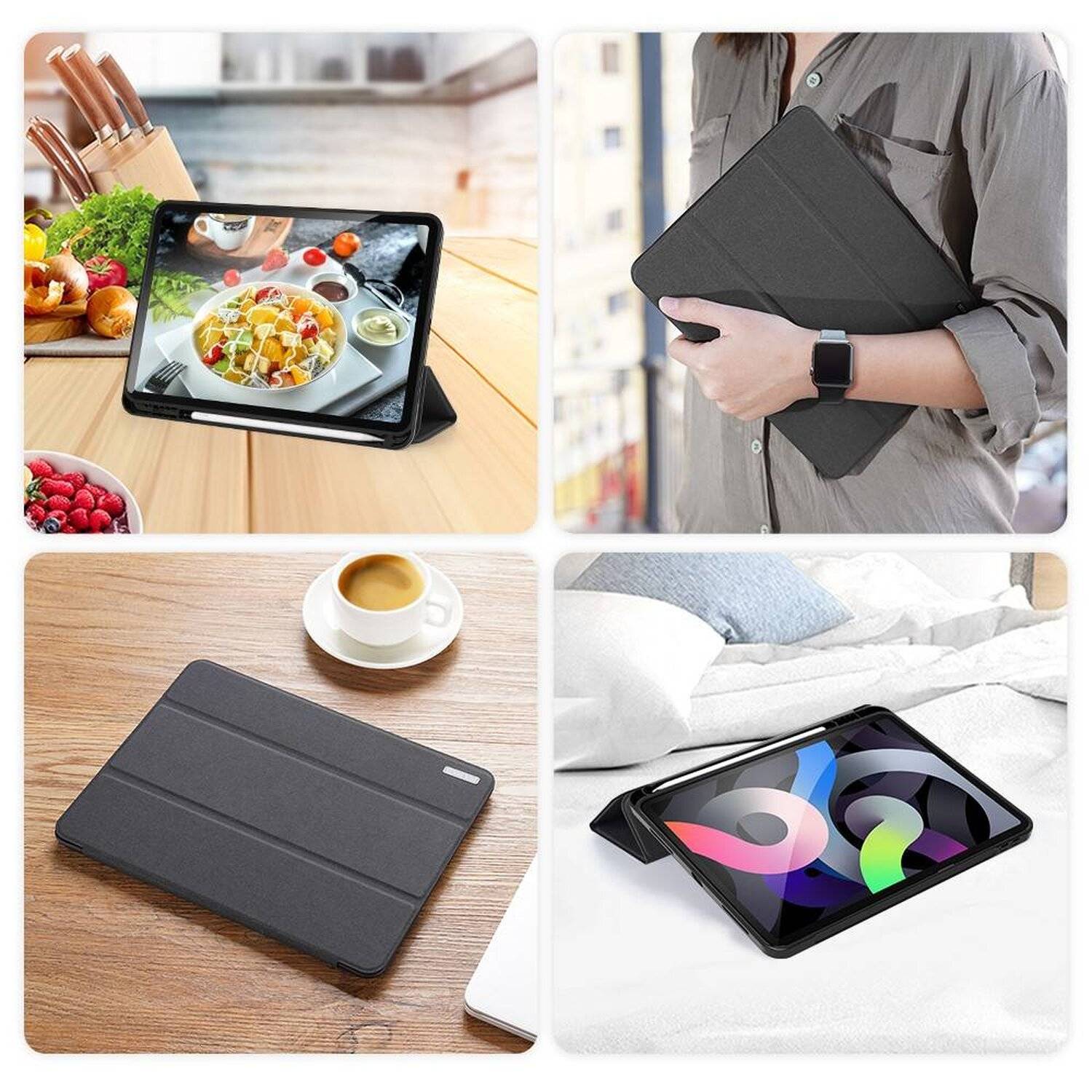 Buch Tasche Hartschale mit Smart Sleep Standfunktion für SAMSUNG GALAXY TAB S6 Lite 10.4 (P610) Tablethülle Schwarz