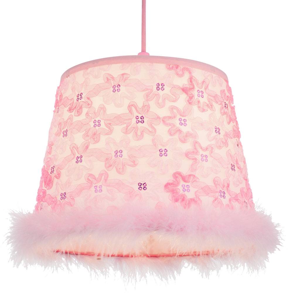 Pendel Lampe Spiel Kinder Zimmer Decken Textil Schirm Mädchen Hänge Leuchte pink