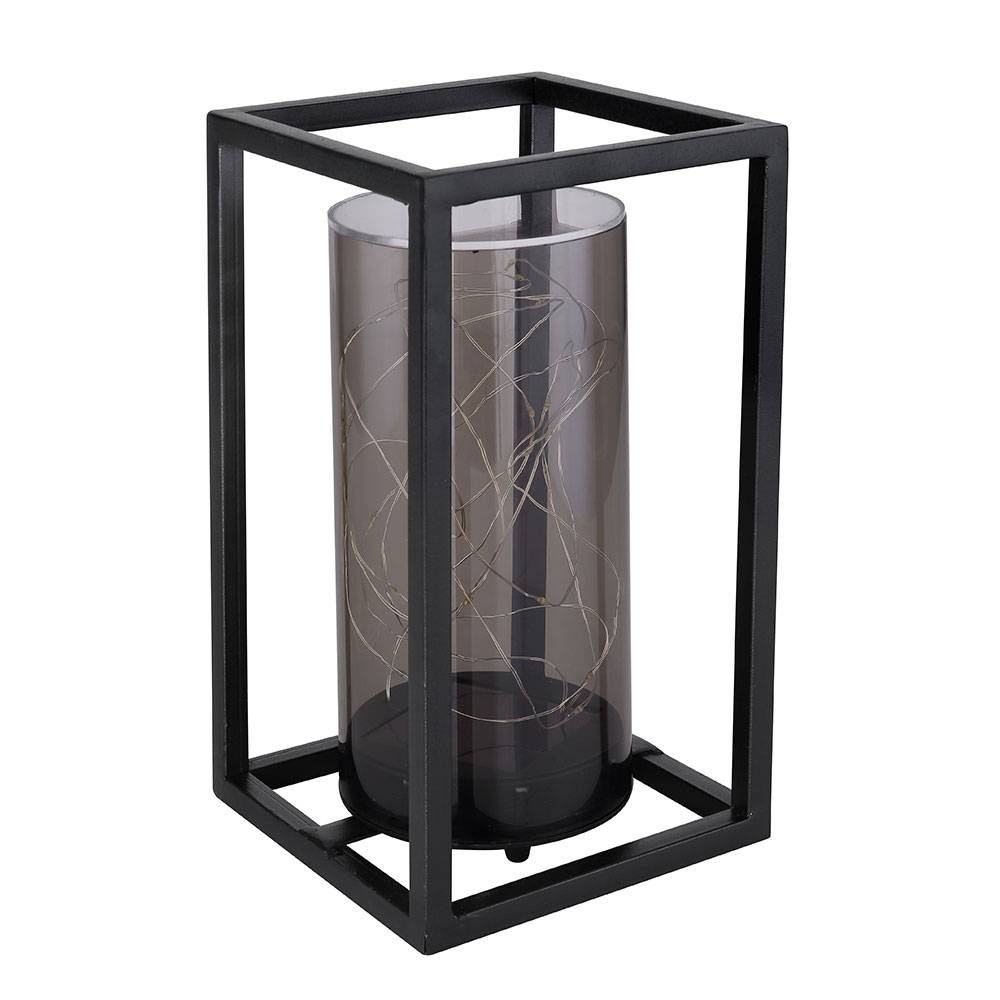 Solar Lampe Outdoor Solarleuchte Gartenleuchte Metallgestell LED Solar Lichterkette Außen, Metall Acryl, 1x LED warmweiß, LxBxH 14x14x25 cm, Terrass