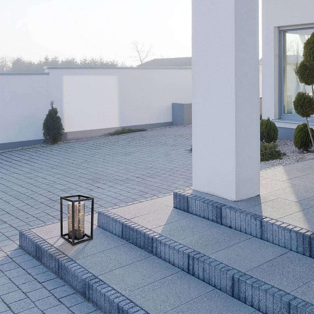 Solar Lampe Outdoor Solarleuchte Gartenleuchte Metallgestell LED Solar Lichterkette Außen, Metall Acryl, 1x LED warmweiß, LxBxH 14x14x25 cm, Terrass