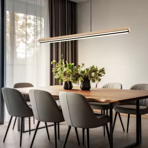 Holzleuchte Pendellampe LED Esstisch Pendelleuchte Holz rustikal, 3 Stufen Memory Funktion, Holzoptik schwarz matt opal, 1x LED 30 Watt 1150 Lumen Holzleuchte Pendellampe LED Esstisch Pendelleuchte Holz rustikal, 3 Stufen Memory Funktion, Holzoptik schwarz matt opal, 1x LED 30 Watt 1150 Lumen