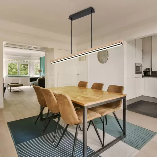 Holzleuchte Pendellampe LED Esstisch Pendelleuchte Holz rustikal, 3 Stufen Memory Funktion, Holzoptik schwarz matt opal, 1x LED 30 Watt 1150 Lumen Holzleuchte Pendellampe LED Esstisch Pendelleuchte Holz rustikal, 3 Stufen Memory Funktion, Holzoptik schwarz matt opal, 1x LED 30 Watt 1150 Lumen