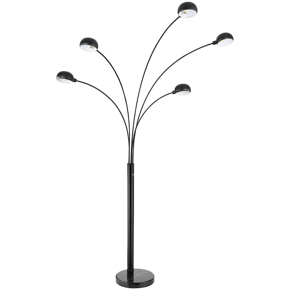 Stehleuchte Strahler Standlampe Stehlampe Wohnzimmer Modern mit Marmorsockel schwarz, Metall, 5x E14, LxBxH 130x120x200cm