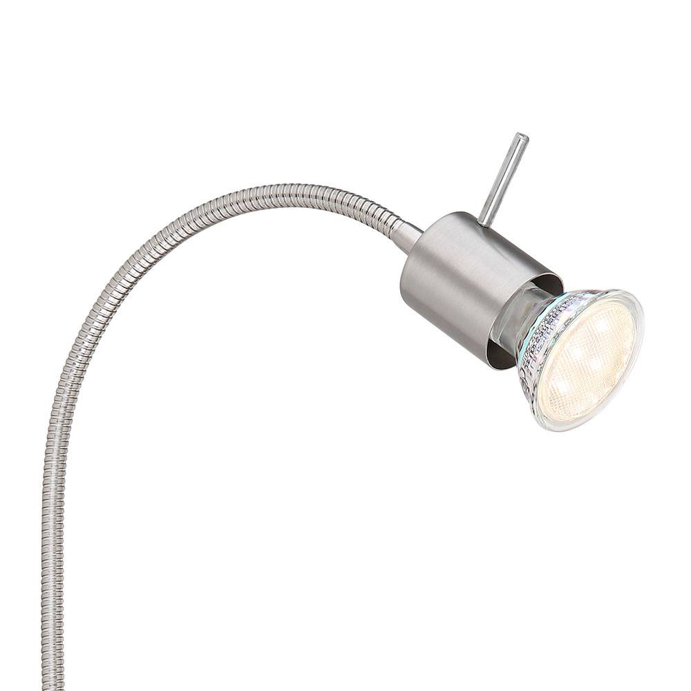 Wandlampe Wandleuchte Esszimmerlampe Spotstrahler silber mit Schalter und Flexospot, Metall nickel matt, verstellbarer, Fassung 1x GU10, BxH 9x53 cm