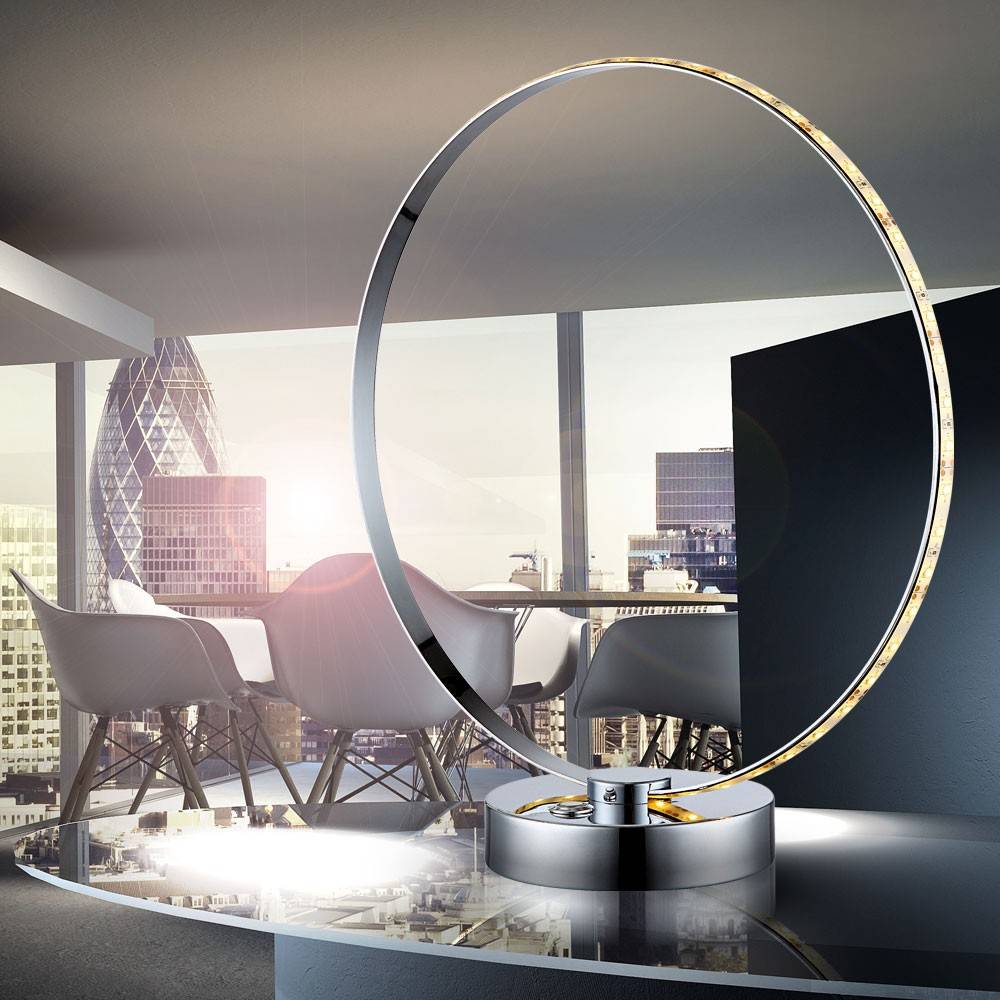 Design LED 12,5 Watt Tisch Leuchte Chrom Treppenhaus Touch Schalter