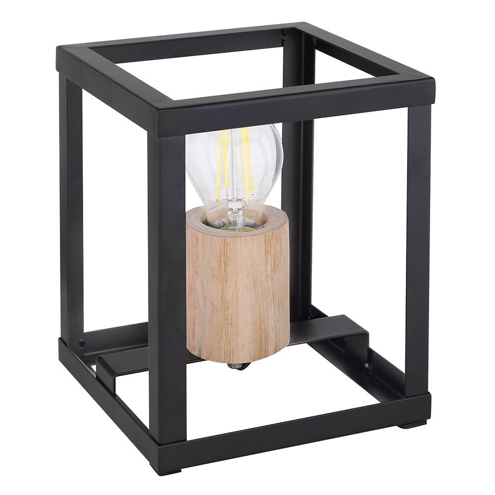 Design Beistell Schreib Nacht Tisch Leuchte Wohn Zimmer Beleuchtung Lese Lampe Holz schwarz-matt
