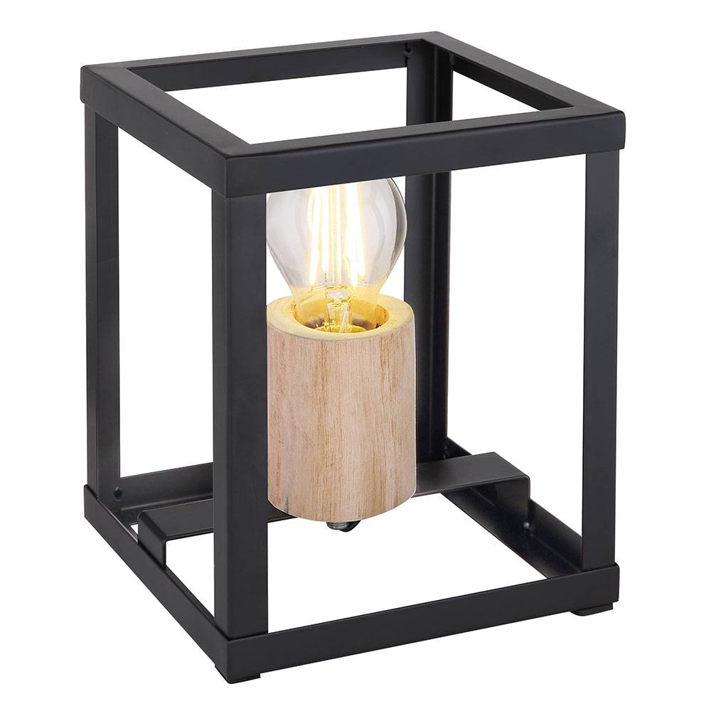 Design Beistell Schreib Nacht Tisch Leuchte Wohn Zimmer Beleuchtung Lese Lampe Holz schwarz-matt