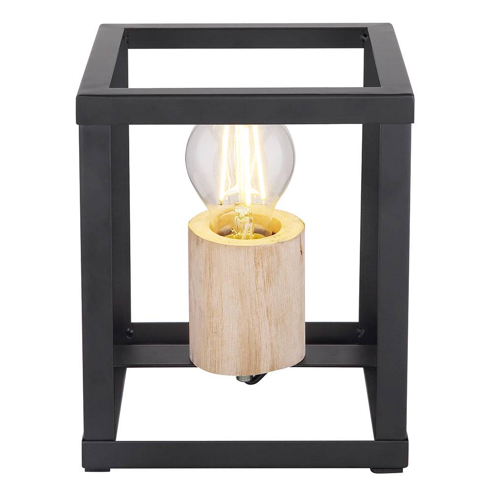 Design Beistell Schreib Nacht Tisch Leuchte Wohn Zimmer Beleuchtung Lese Lampe Holz schwarz-matt