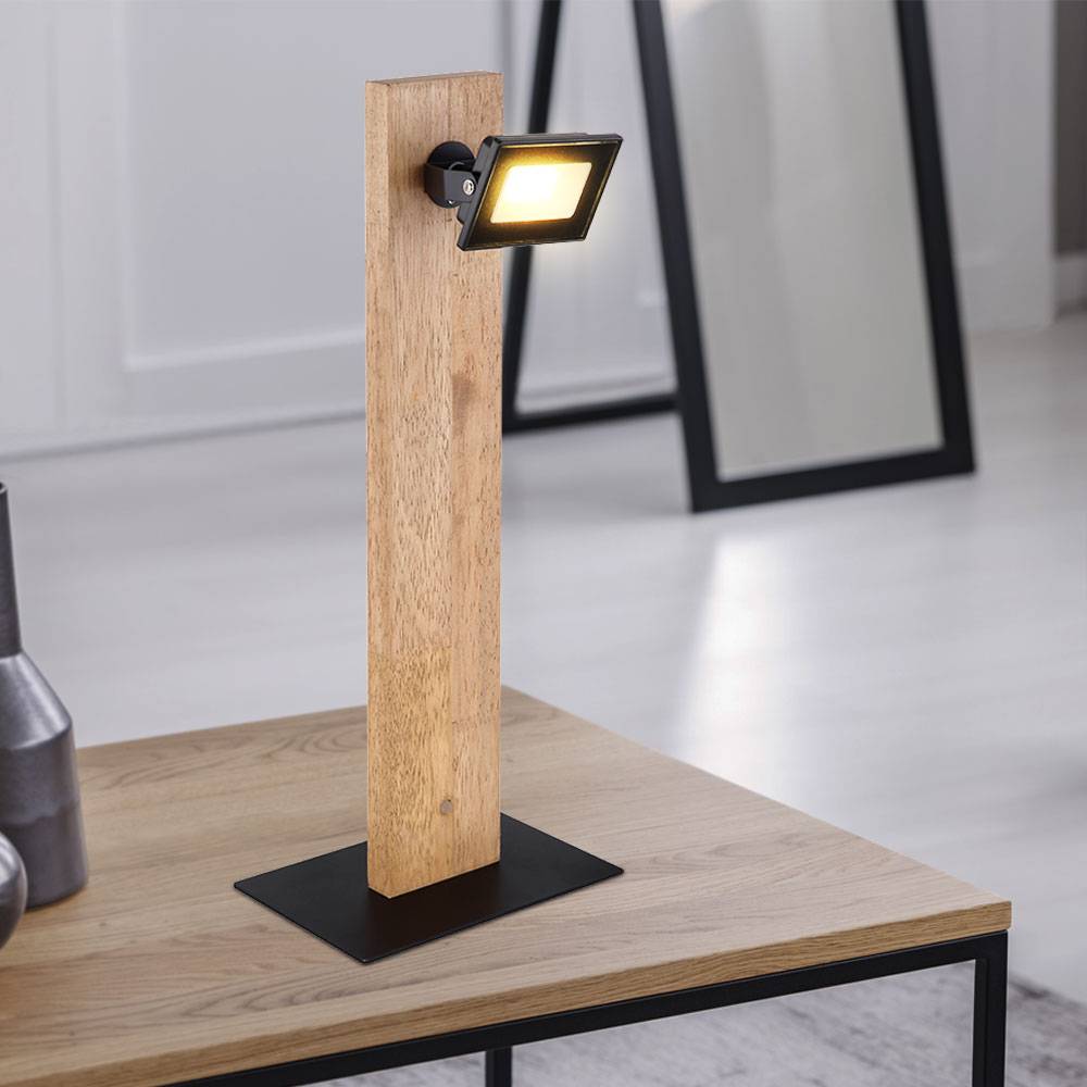 Tischleuchte Tischlampe Holz Metall Schwarz Dunkelbraun H 45 cm Esszimmer Küche