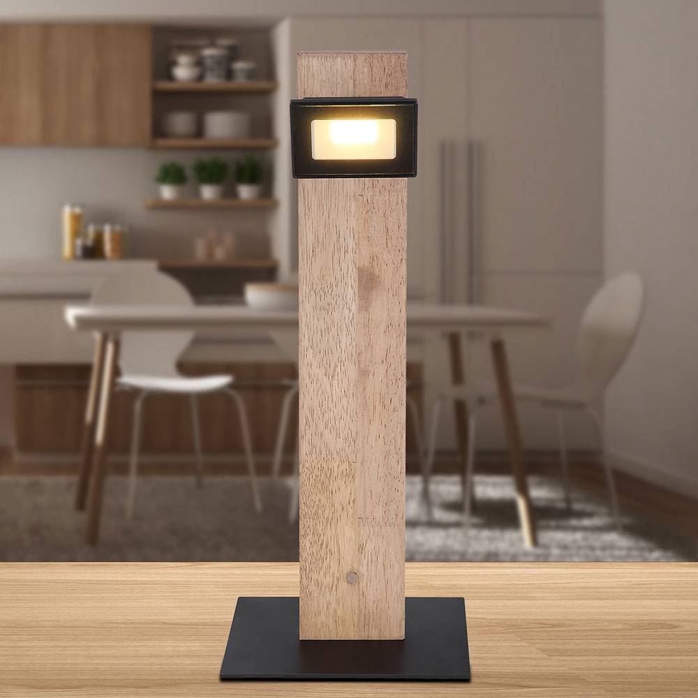 Tischleuchte Tischlampe Holz Metall Schwarz Dunkelbraun H 45 cm Esszimmer Küche