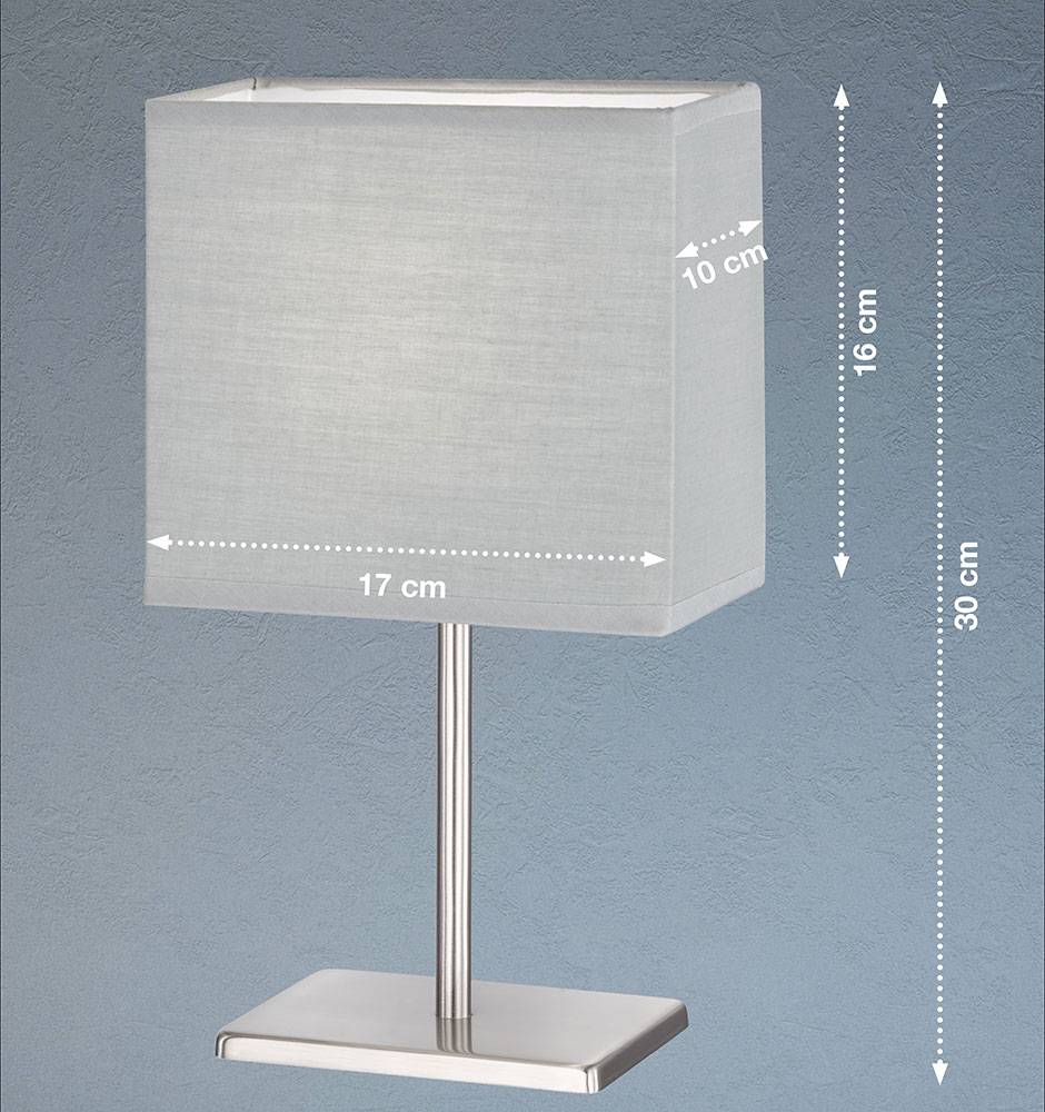 Tischleuchten Wohnzimmer Nachttischlampe Leselampe Tischlampe eckiger Schirm, grau, Fernbedienung dimmbar, 1x RGB LED 3,5W 320Lm warmweiß, LxBxH
