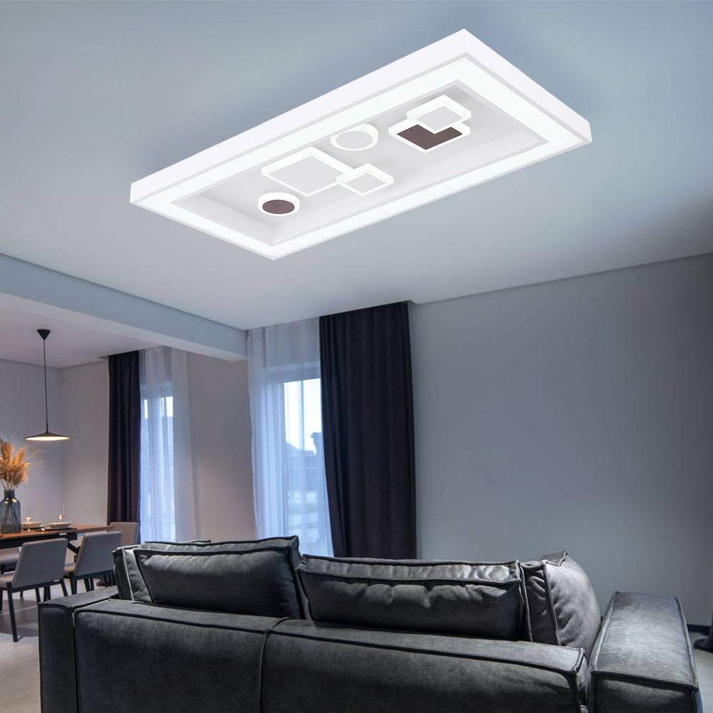 LED Deckenleuchte dimmbar Deckenlampe Fernbedienung Deckenleuchte Wohnzimmer Modern, CCT, Switch Dimmer, 1x LED 36W 1900Lm, LxBxH 60x30x7 cm