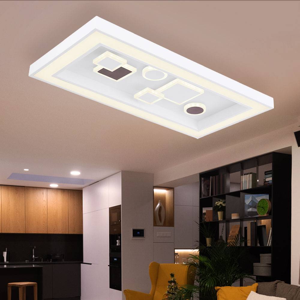 LED Deckenleuchte dimmbar Deckenlampe Fernbedienung Deckenleuchte Wohnzimmer Modern, CCT, Switch Dimmer, 1x LED 36W 1900Lm, LxBxH 60x30x7 cm