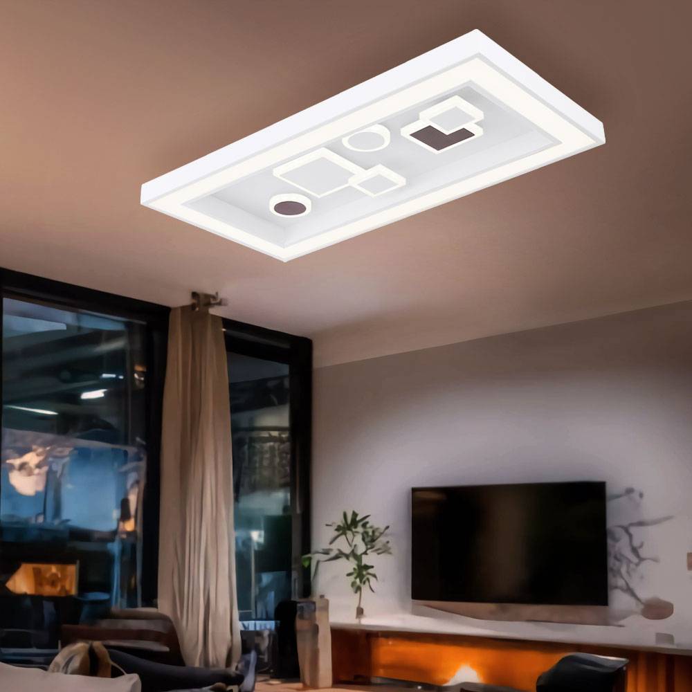 LED Deckenleuchte dimmbar Deckenlampe Fernbedienung Deckenleuchte Wohnzimmer Modern, CCT, Switch Dimmer, 1x LED 36W 1900Lm, LxBxH 60x30x7 cm