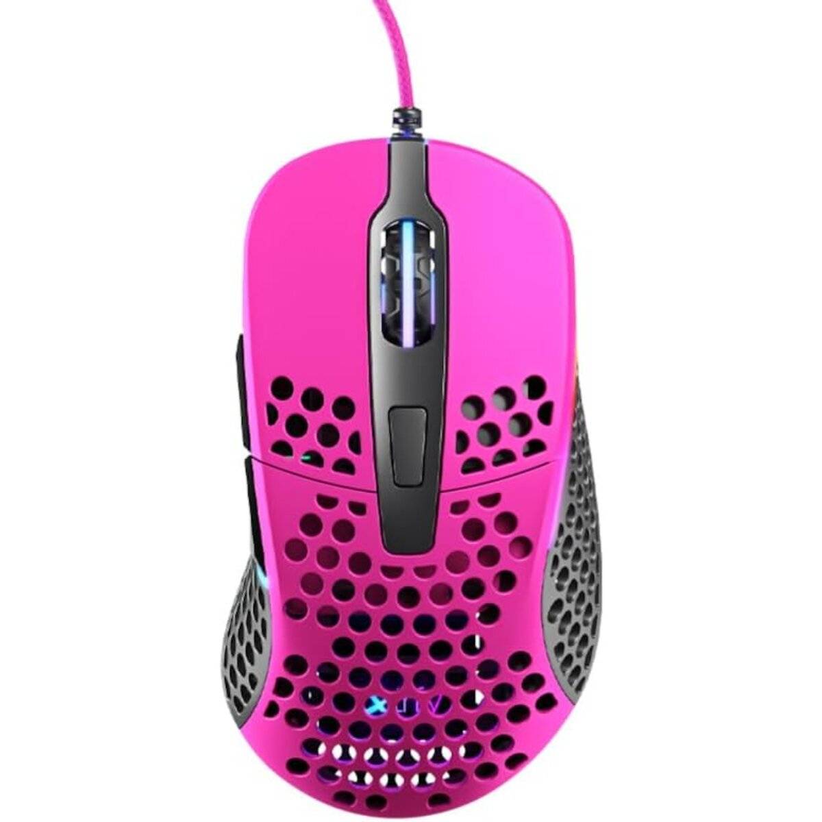 Cherry Xtrfy M4 RGB Gaming-Maus – ultraleicht, kabelgebunden & ergonomisch für Rechtshänder in Pink
