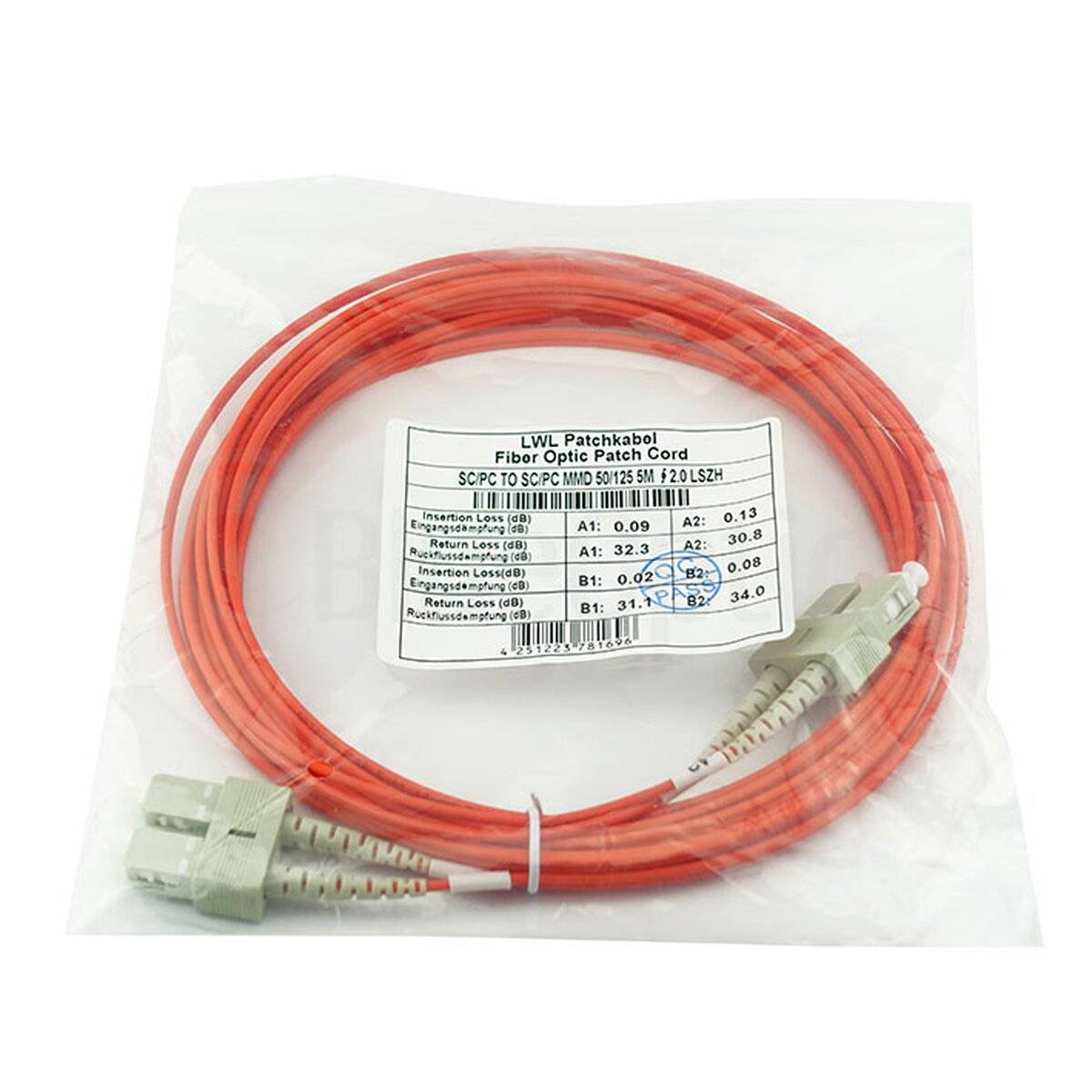 BlueOptics Duplex LWL Patchkabel SC-SC Multimode OM2 2 Meter