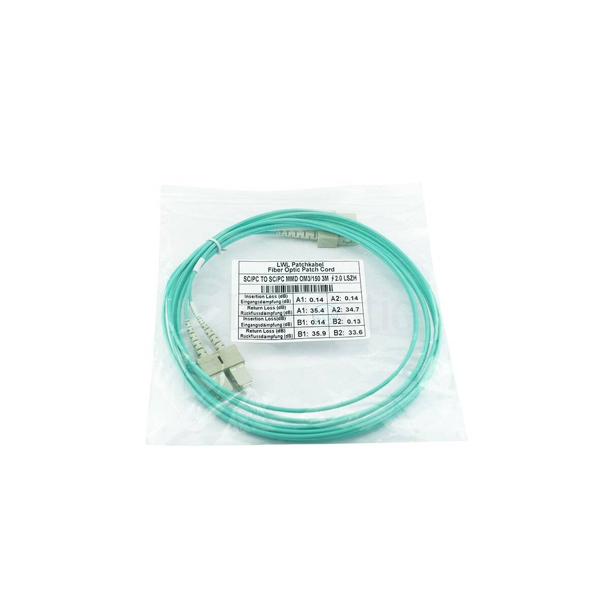 BlueOptics Duplex LWL Patchkabel SC-SC Multimode OM3 1 Meter
