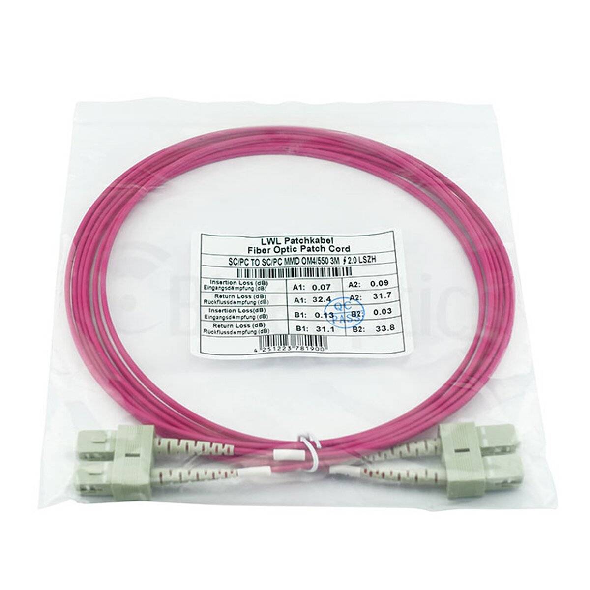 BlueOptics Duplex LWL Patchkabel SC-SC Multimode OM4 1 Meter