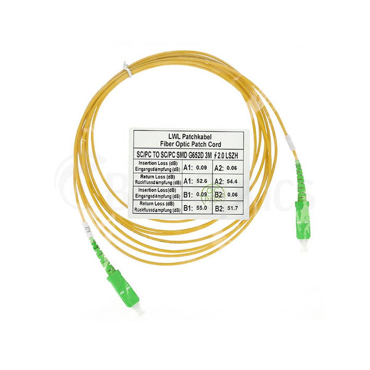 BlueOptics Simplex LWL Patchkabel SC-APC/SC-APC Singlemode 50 Meter