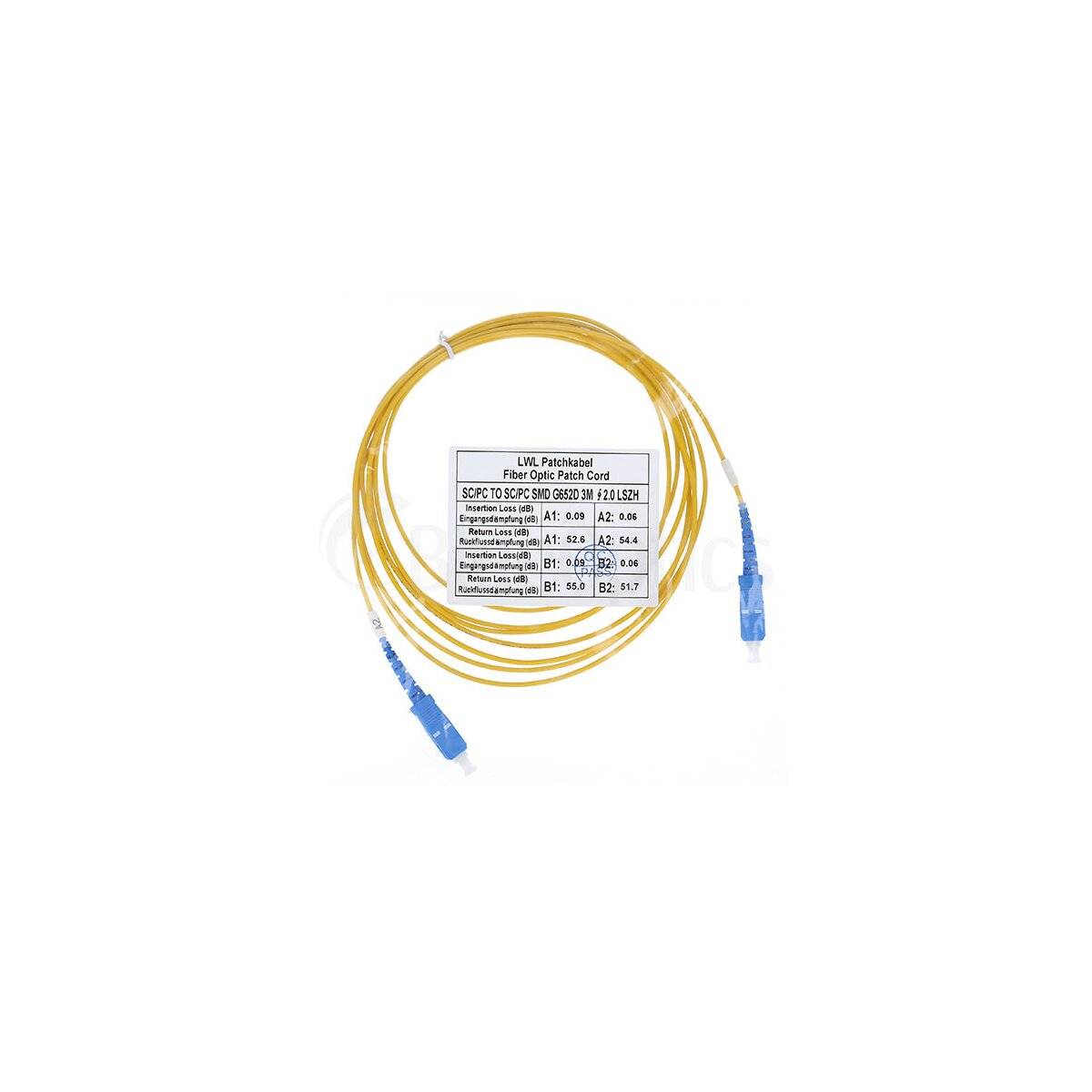 BlueOptics Simplex LWL Patchkabel SC-UPC/SC-UPC Singlemode 15 Meter