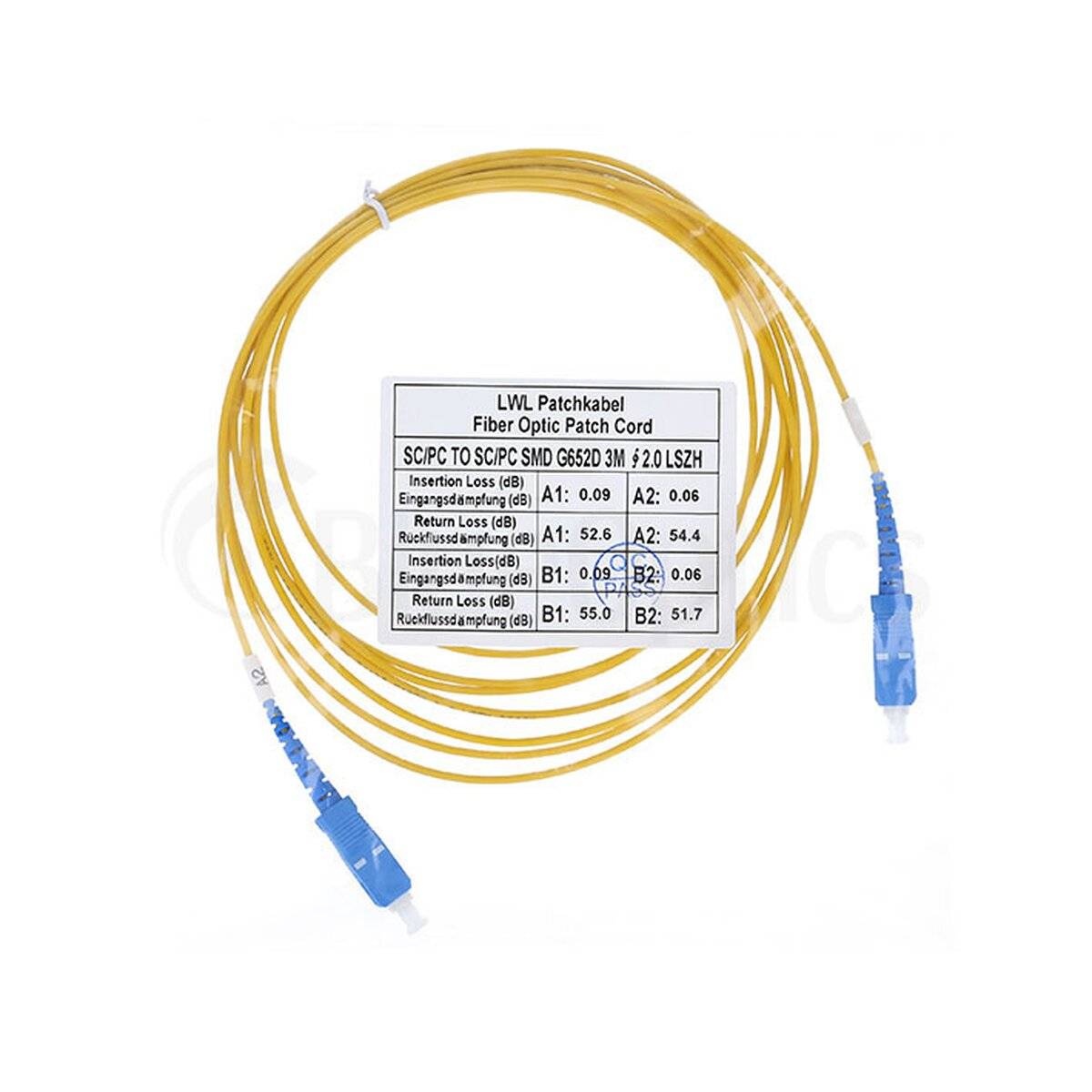 BlueOptics Simplex LWL Patchkabel SC-UPC/SC-UPC Singlemode 50 Meter