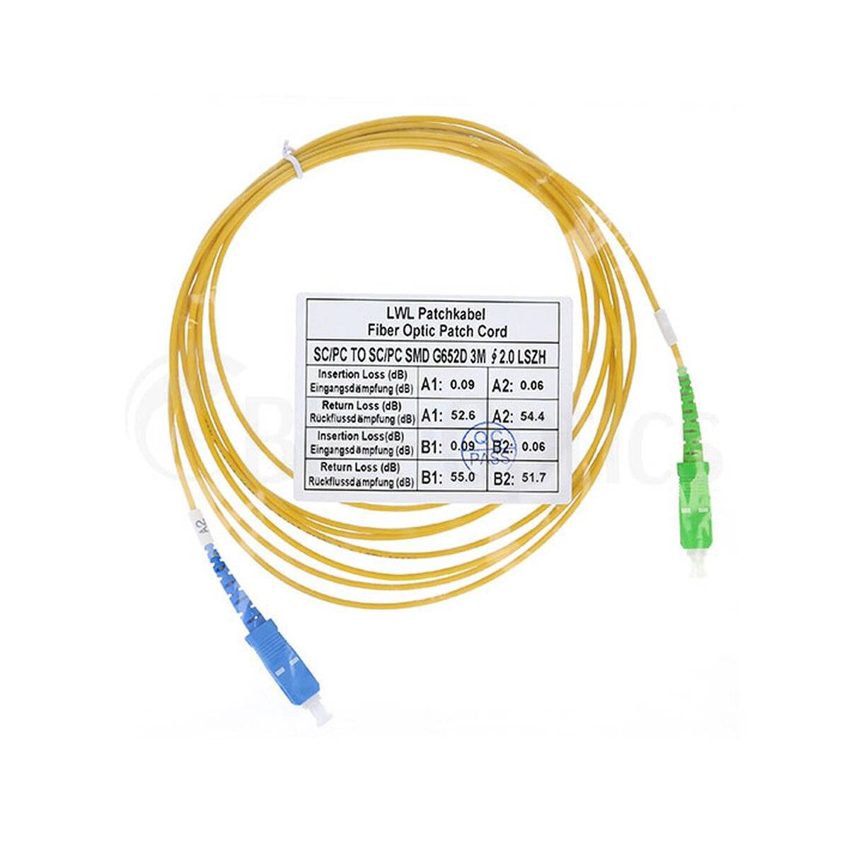 BlueOptics Simplex LWL Patchkabel SC-UPC/SC-APC Singlemode 1 Meter