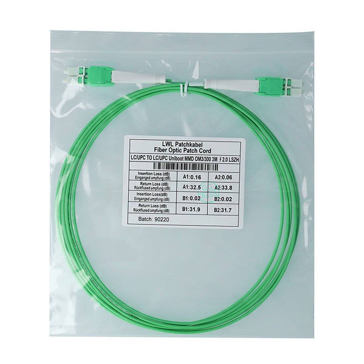 BlueOptics Duplex LWL Patchkabel LC Uniboot-LC Uniboot Multimode OM5 1 Meter