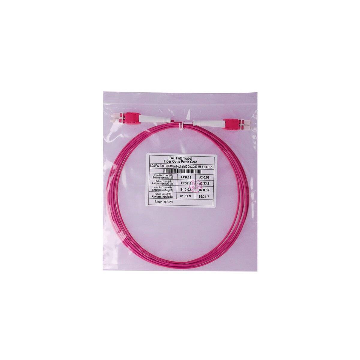 BlueOptics Duplex LWL Patchkabel LC Uniboot-LC Uniboot Multimode OM4 1 Meter