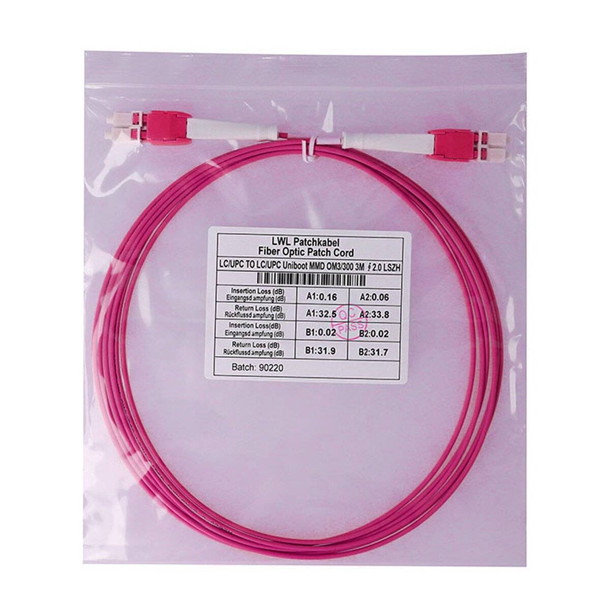 BlueOptics Duplex LWL Patchkabel LC Uniboot-LC Uniboot Multimode OM4 0.5 Meter