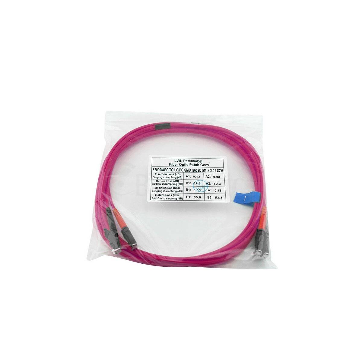 BlueOptics Duplex LWL Patchkabel E2000-E2000 Multimode OM4 2 Meter