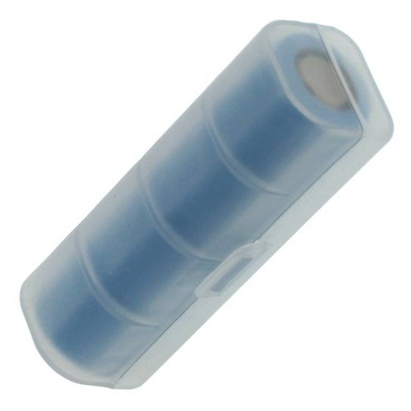 Universal AccuSafe Aufbewahrungsbox für 1 Stück 18650, 16650 Li-ion Akku, Farbe transparent, Innenmaße max. 64x18x18mm