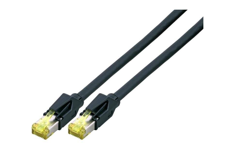 Jetrics jetcat6-outdoor-10, RJ45 Patchkabel S/FTP, Cat.6A, PUR, Cat.7 Rohkabel, TM31, 10m, schwarz