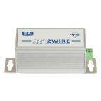 Ein rechteckiges elektronisches Gerät mit der Bezeichnung '2N 2WIRE', das für Netzwerkverbindungen verwendet wird und zwei Befestigungshalterungen sowie einen grünen Anschluss aufweist.